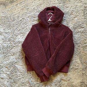 Lululemon Textured Fleece 1/2 Zip Red Merlot size 10 NWOT